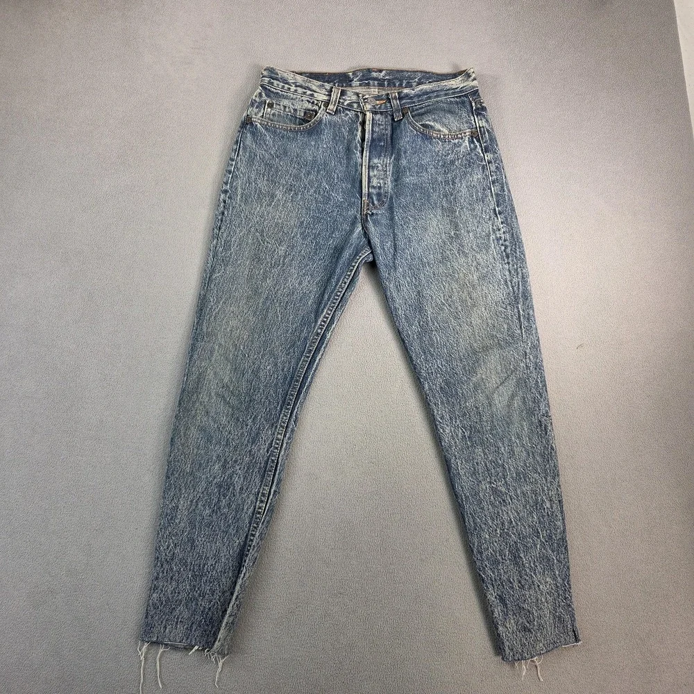 Vintage Levis 501 Jeans Mens Blue Acid‎ Wash Denim Tapered USA 80s Fits 28x26